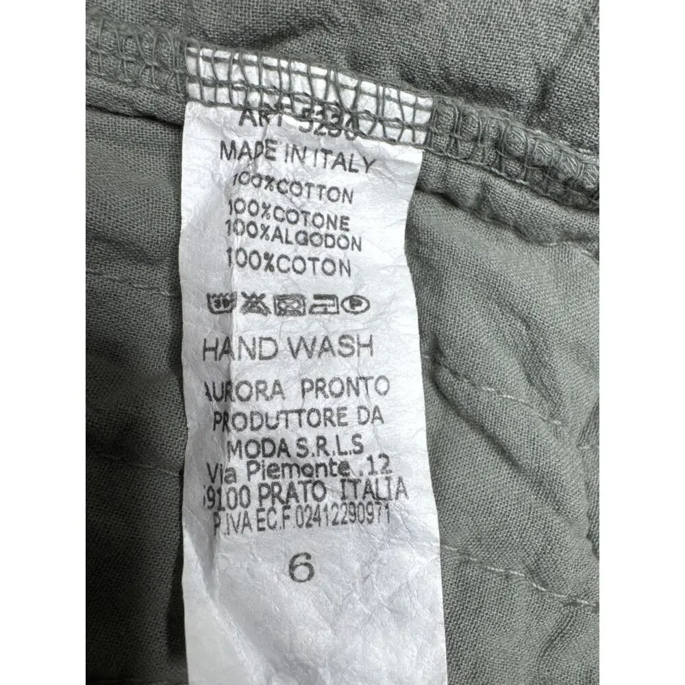 Moonsun Italian Gauze Cotton Olive Open Jacket open front pockets small